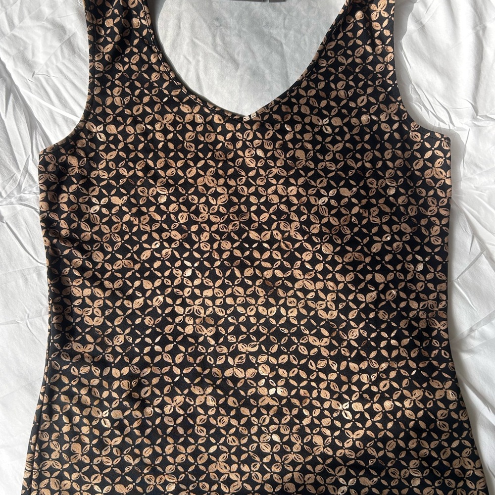 Croft & Barrow Brown and Tan Fitted Sleeveless Tank Top